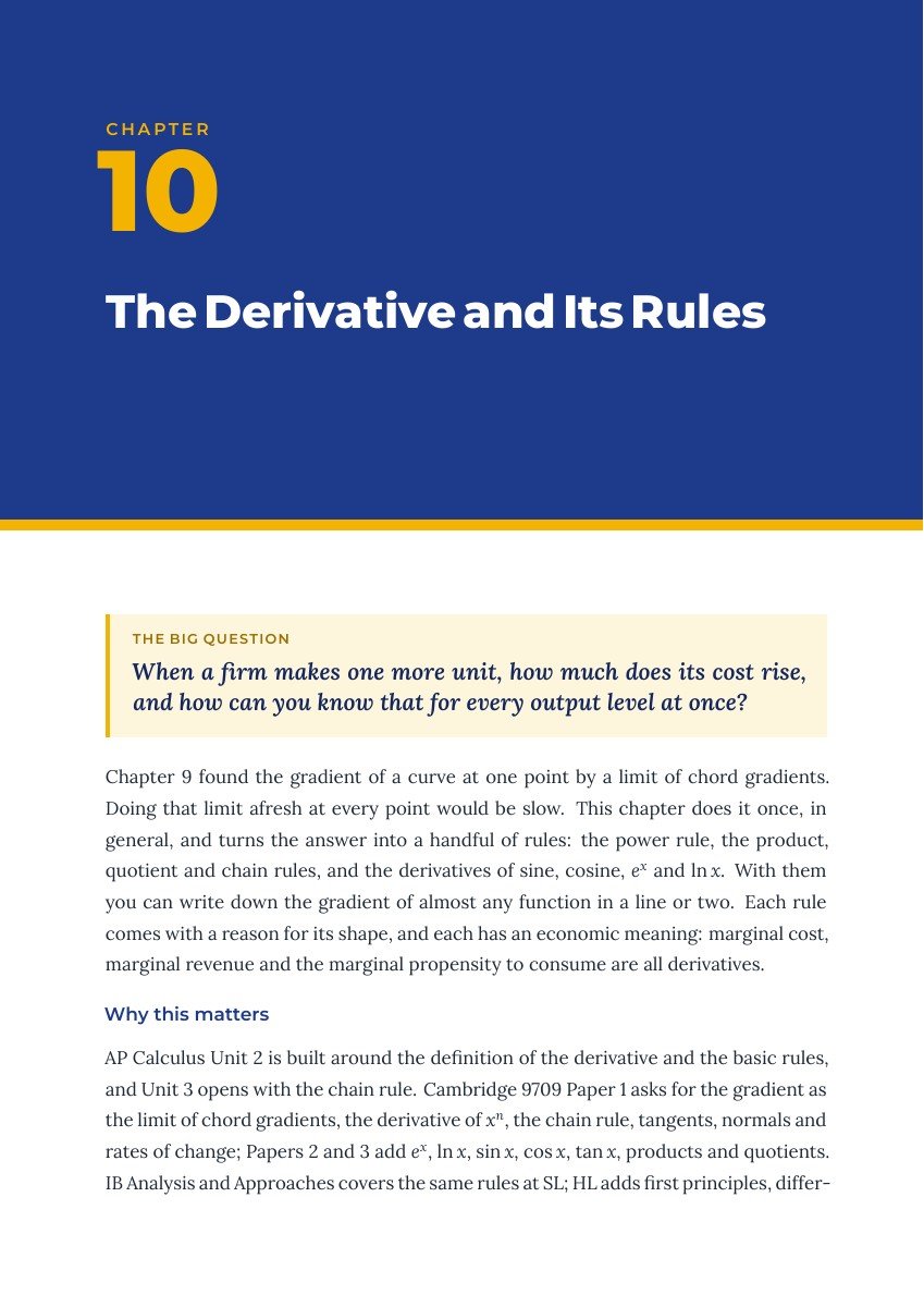 Chapter 10 opener: The Derivative and Its Rules